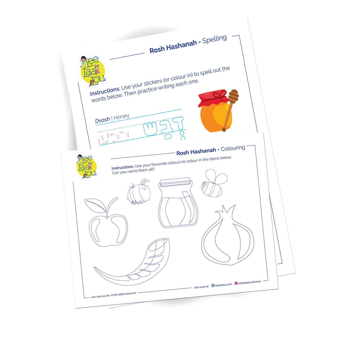 Rosh Hashanah Activity Sheets for kids.