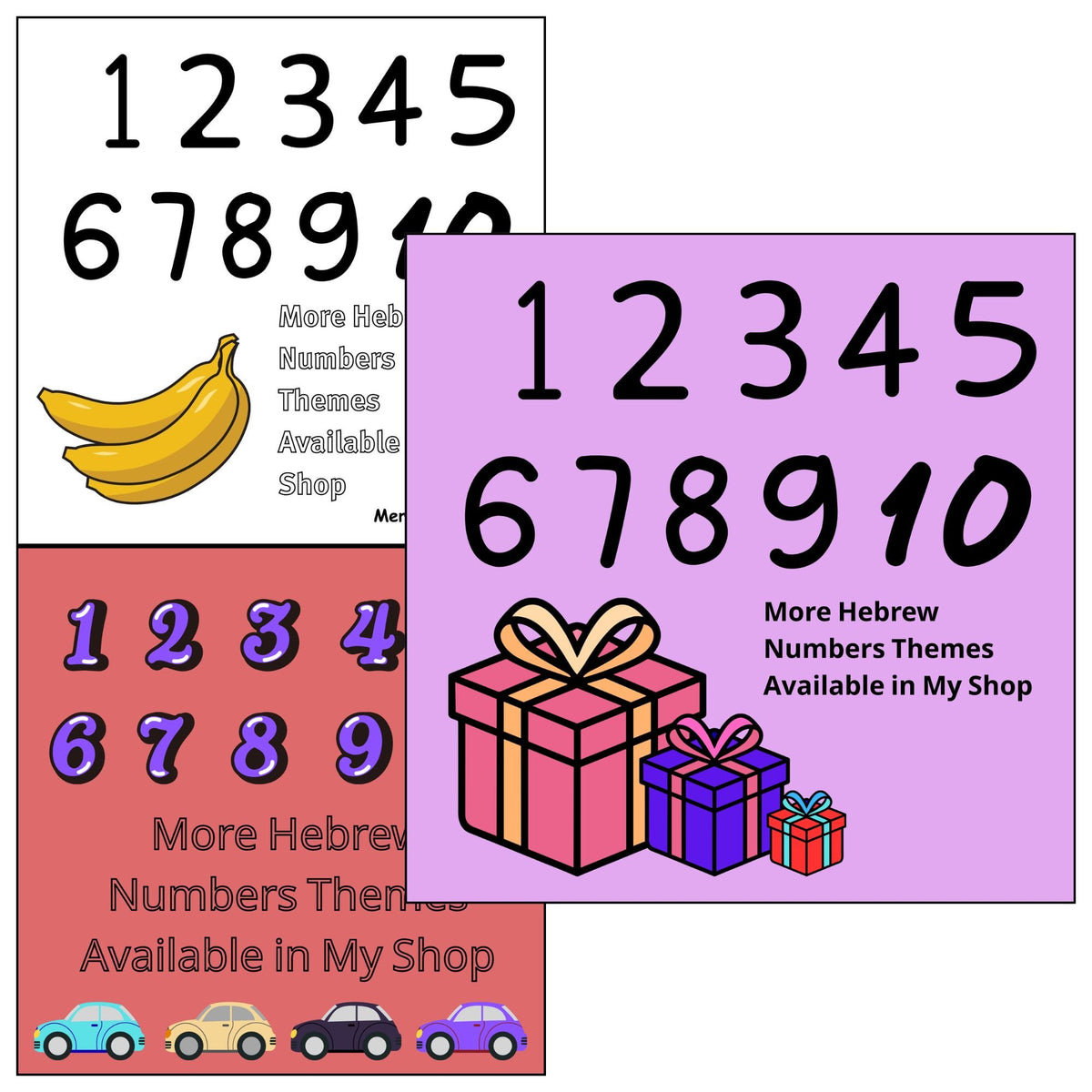 Hebrew Numbers Worksheet Hebrew Numbers 1–10 Printable Cards | Counting Girls Game | Learn Hebr ...