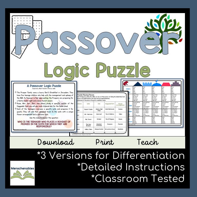 Passover Logic Puzzle - Puzzle for Passover - Holiday Logic Activity - 1