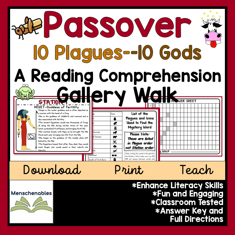 Passover: Ten Plagues - Ten Gods Gallery Walk: Informational Text Comprehension - 1