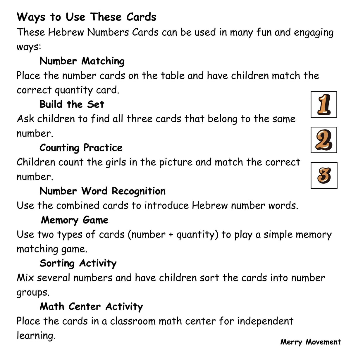 Hebrew Numbers Worksheet Hebrew Numbers 1–10 Printable Cards | Counting Girls Game | Learn Hebr ...