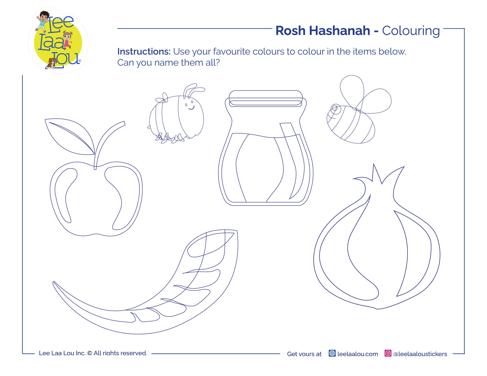 Coloring page for Rosh Hashanah