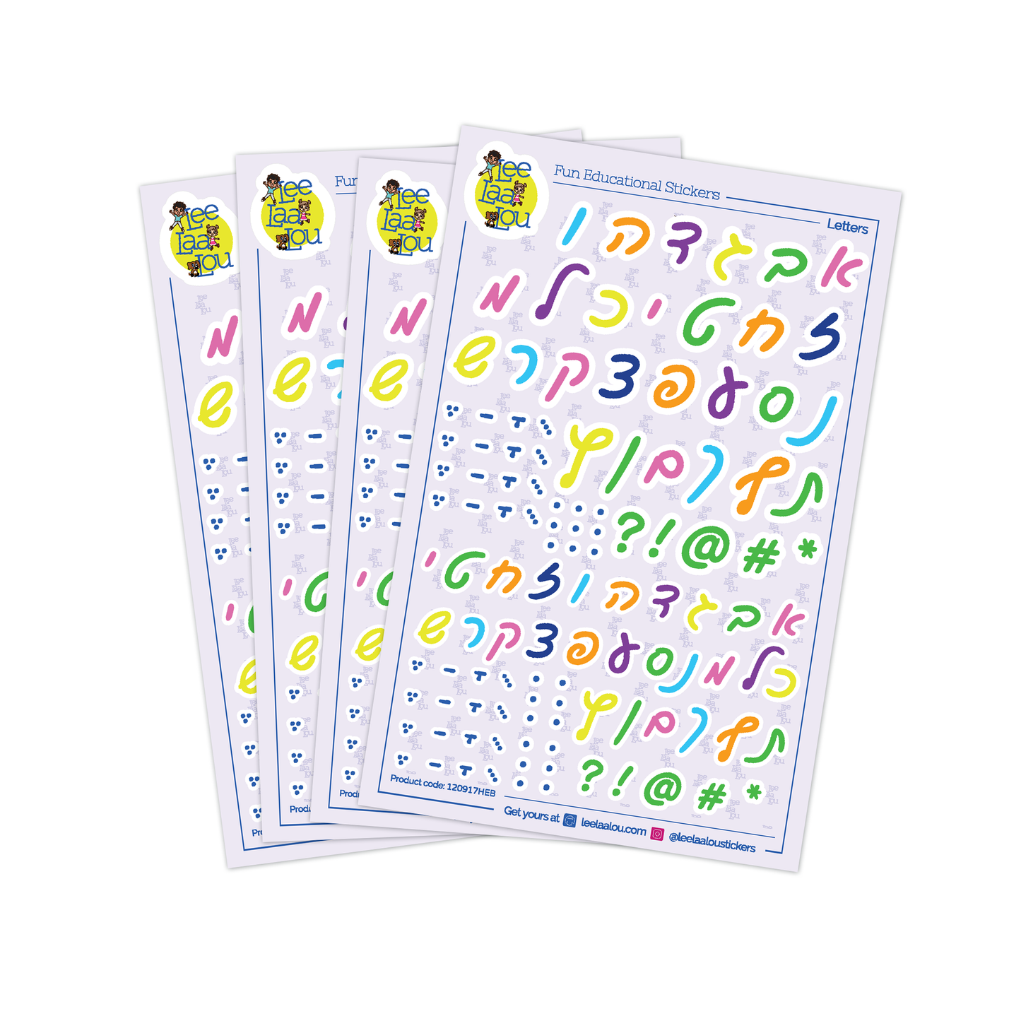 Colorful Cursive Hebrew Alphabet Stickers – Perfect for Kids’ Language Learning & Crafts