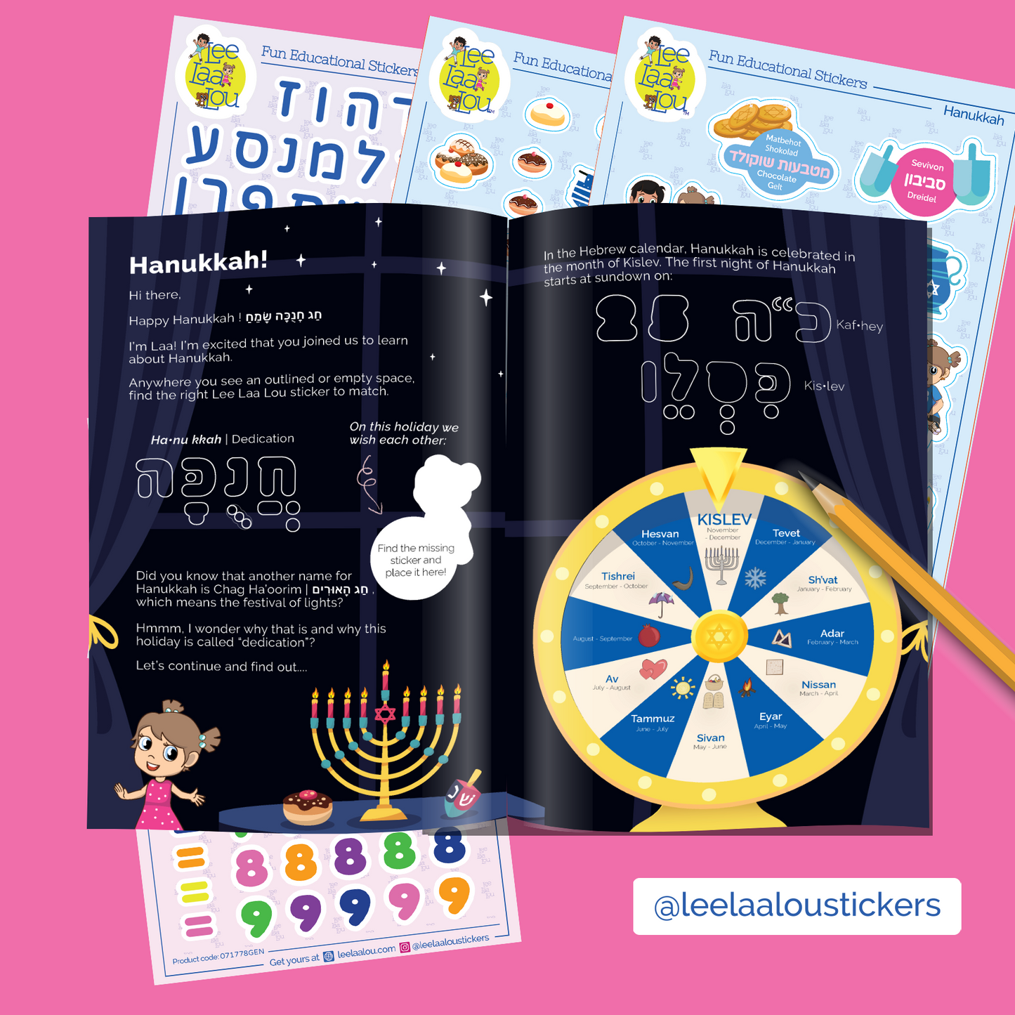 Hanukkah Stickers, Hanukkah sticker activity booklet, learn about Hanukkah, Chanukkah
