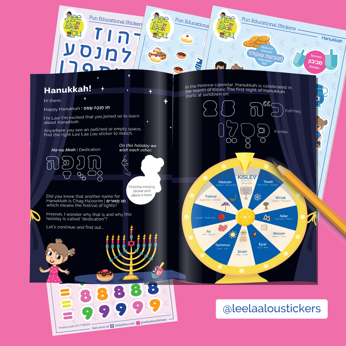 Hanukkah Stickers, Hanukkah sticker activity book, learn about Hanukkah, Chanukkah