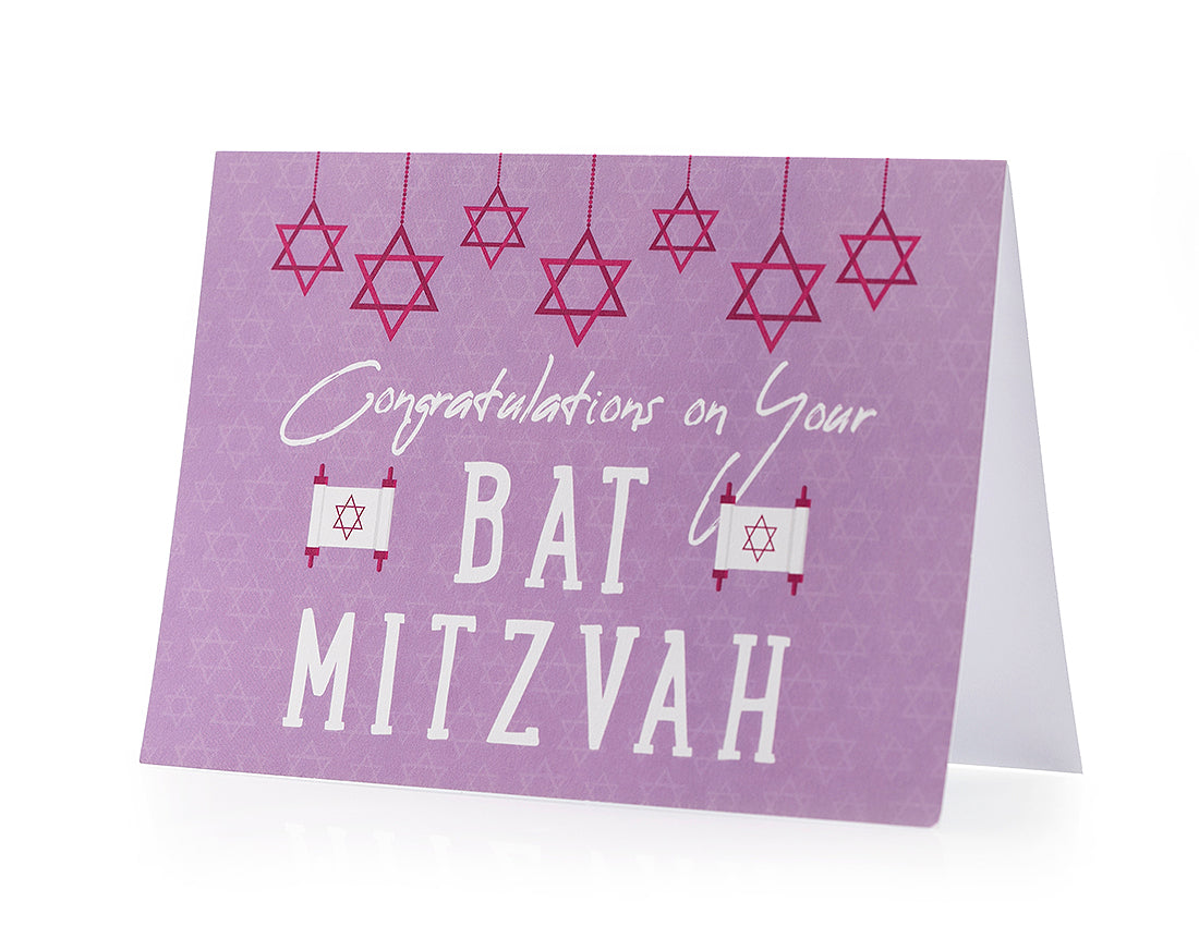 Bat Mitzvah Greeting Card - Purple