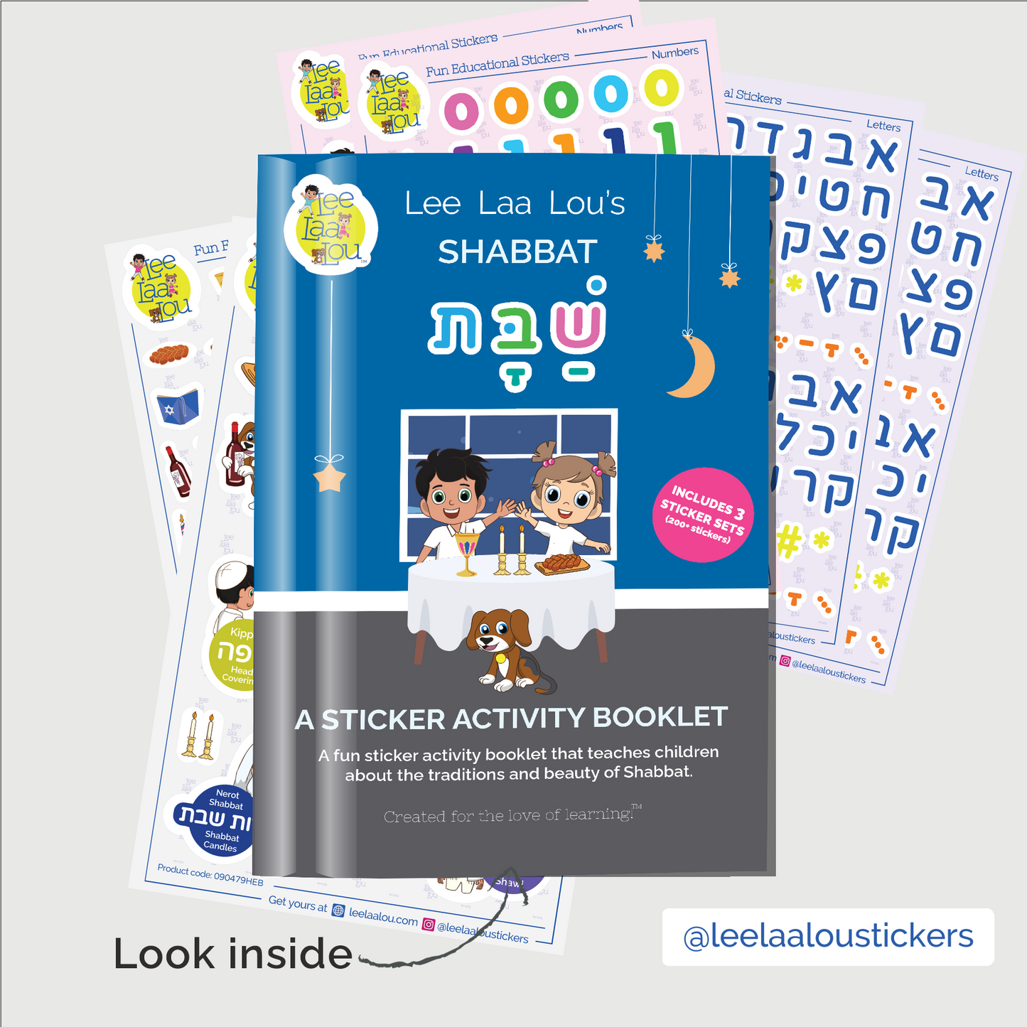 Shabbat sticker activity booklet. Shabbat and kiddush stickers. Learn about Shabbat. Learning activity for kids.